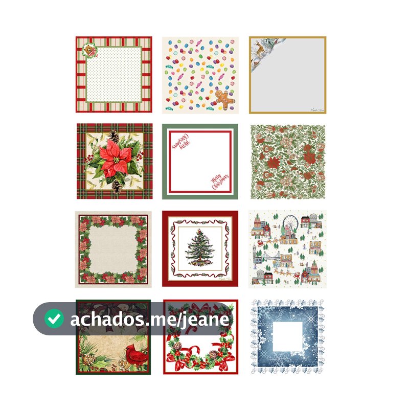 Guardanapo Natal Estampado Localizado 40x40 Mesa Posta Jantar Decoração Natalina Papai Noel
