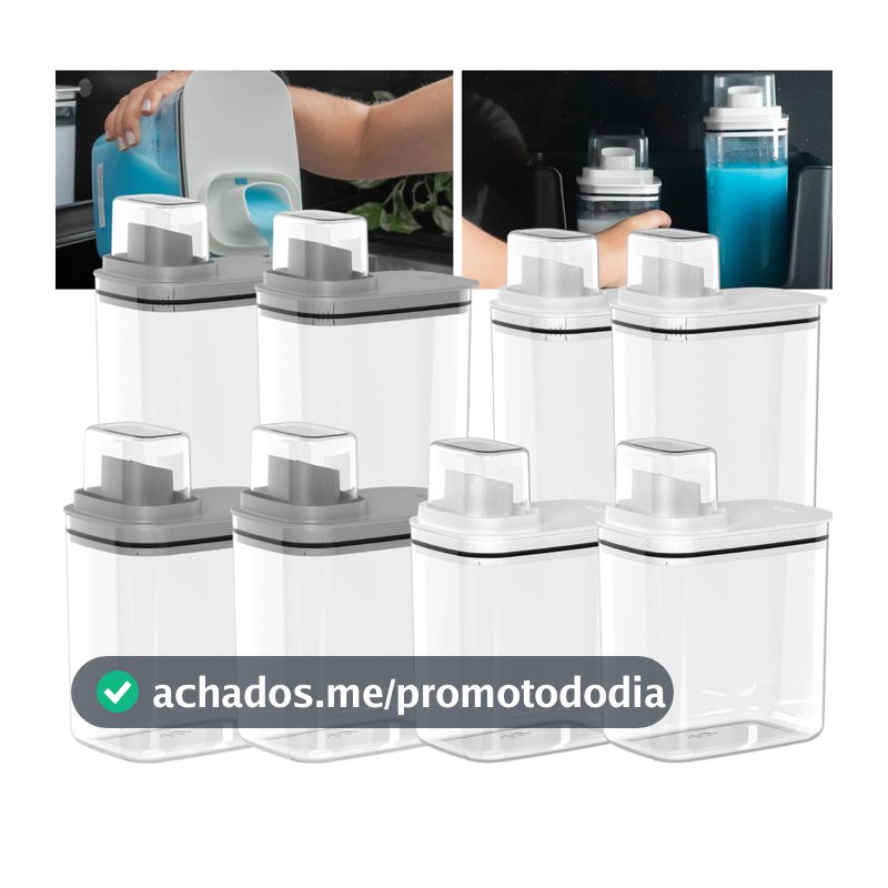 Kit 4 Peças Dispenser Flow 1,5 E 2,3 Litros Sabão Líquido Amaciante Produtos Limpeza Lavanderia