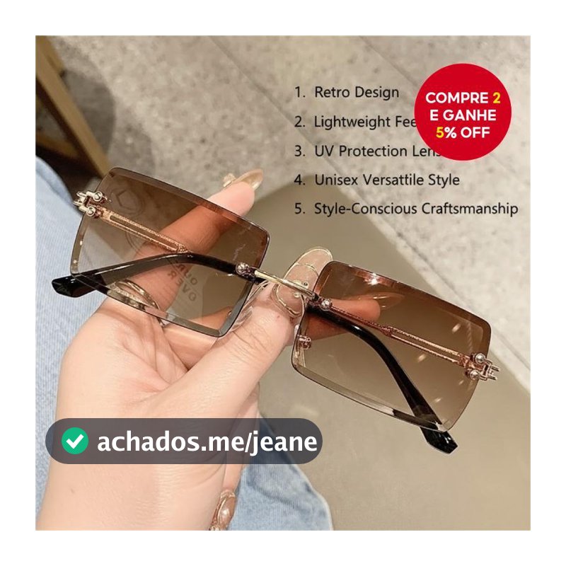 Óculos De Sol Retangulares Retrô Sem Aro – Design Vintage Unissex Para Festivais De Moda E Música De Rua