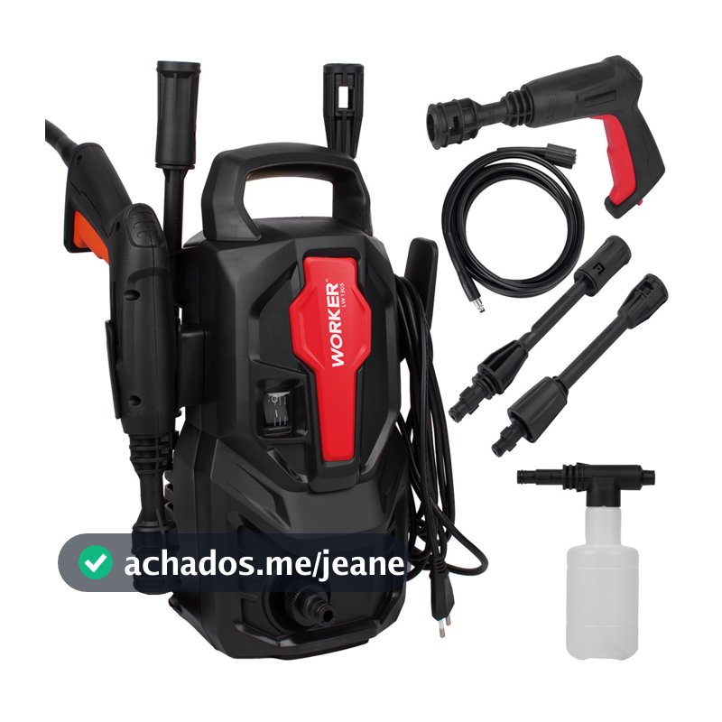Lavadora Alta Pressão Compacta Potente Lava Carro Moto Com Aplicador Detergente LW1305 1200W Worker