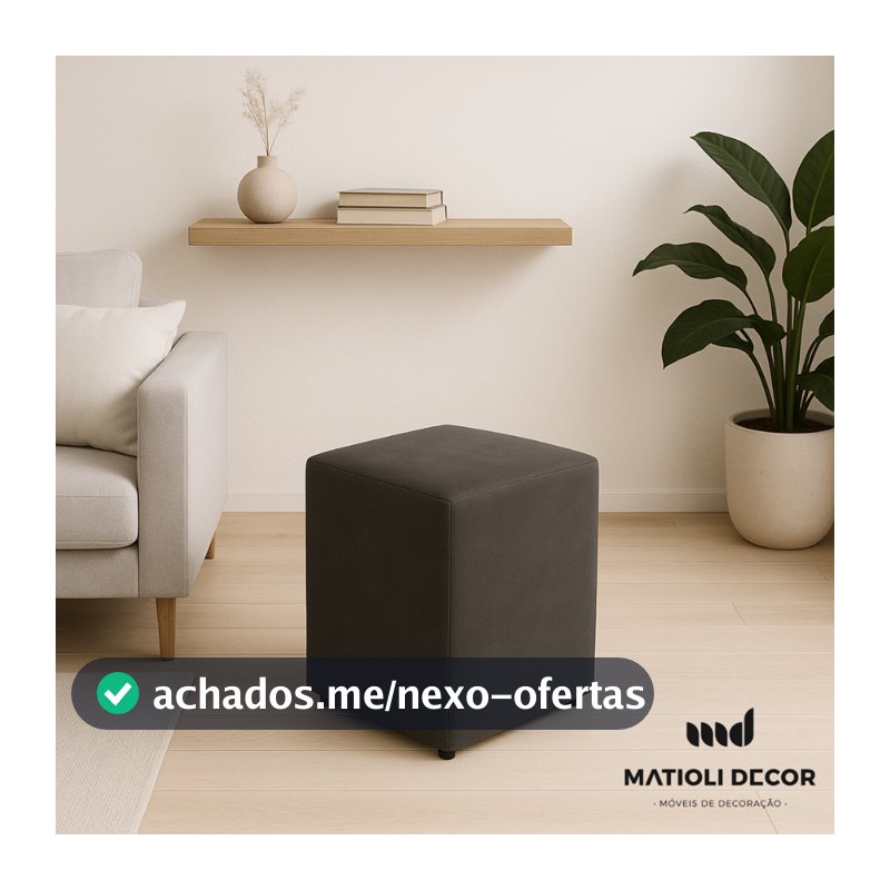 Puff E Banqueta Decorativo Quadrado Estofado Tecido Suede - Decoração para Quarto e Sala