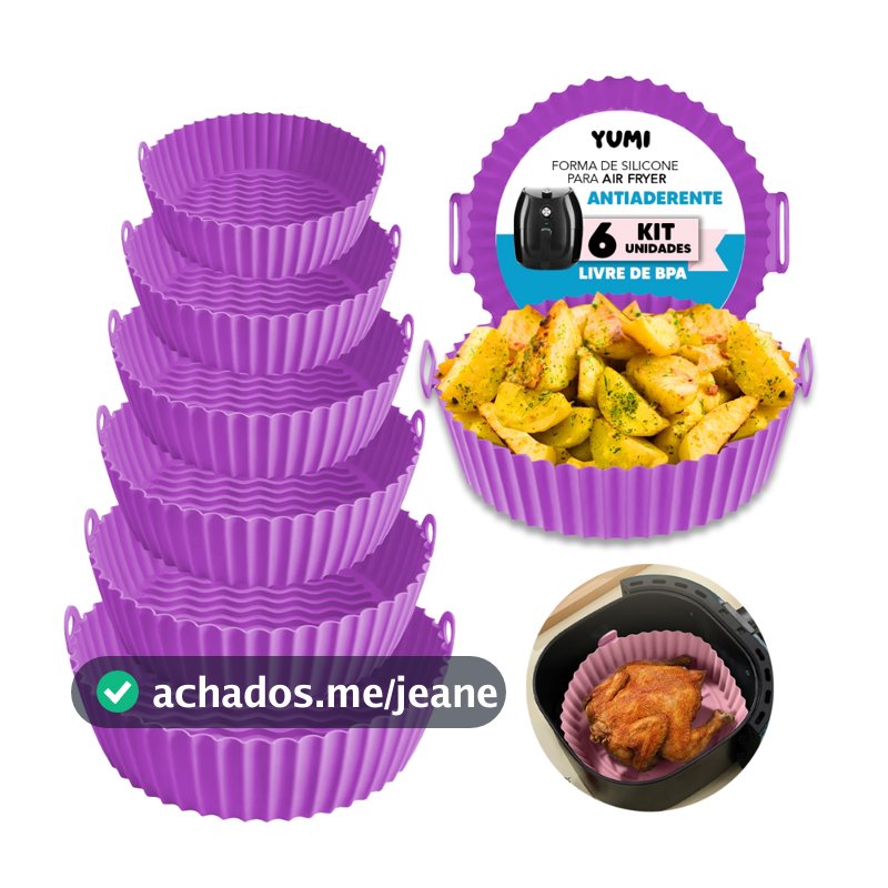 6 Peças/Conjunto  A Melhor Forma Silicone P/ Fritadeira Air Fryer forno Micro-ondas C Alça cesto 80g Grossa + Resistente