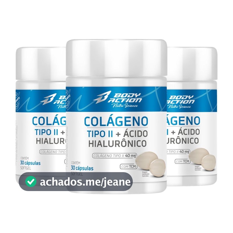 Kit 3x Colágeno Tipo 2 Com Ácido Hialurônico 30 Caps - 3 Meses Bodyaction