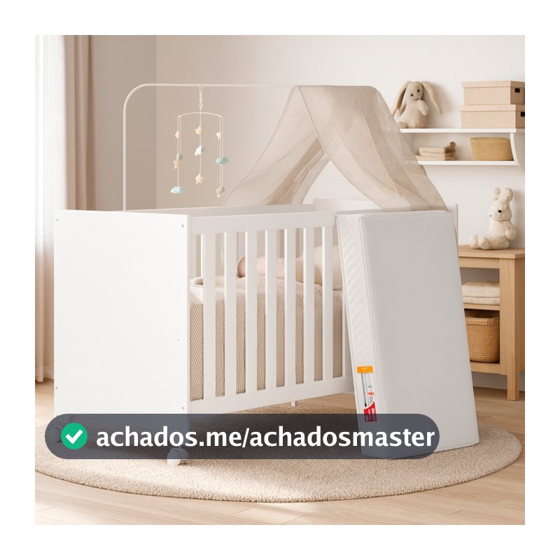 Berço Americano 3 Em 1 Multifuncional MDF Com Colchão Mini Cama Sofá Regulagem De Altura Rodízios