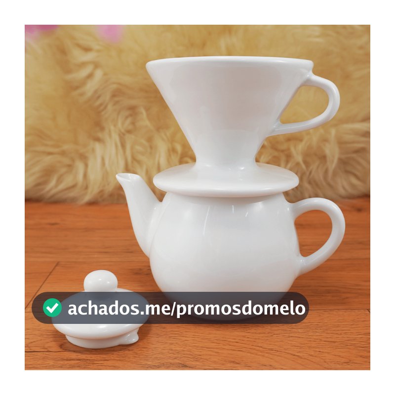 Kit Bule 500 ml com tampa e Coador Filtro de Porcelana  Café Chá  – Branco liso