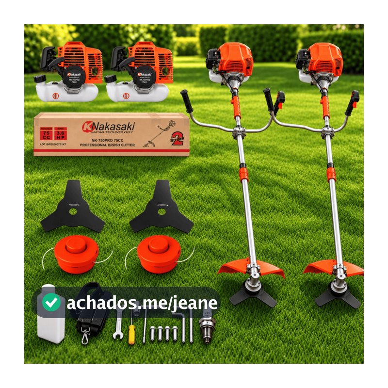 Roçadeira Nakasaki Profissional 75cc 3,6HP Gasolina 2 Tempos Kit 1 ou 2 Unidades Com Brinde