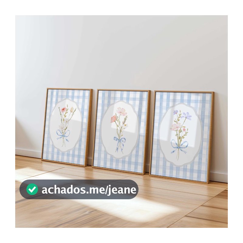Kit 3 Quadros Decorativos Infantil | Flores, Jardim e Floral | Quarto Bebê Menina - Florar No2