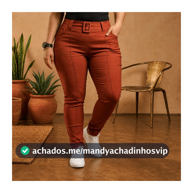 Calça Plus Size Feminina Social Tecido Bengaline Estica Muito com Bolso e Cinto de Fivela 42 ao 52