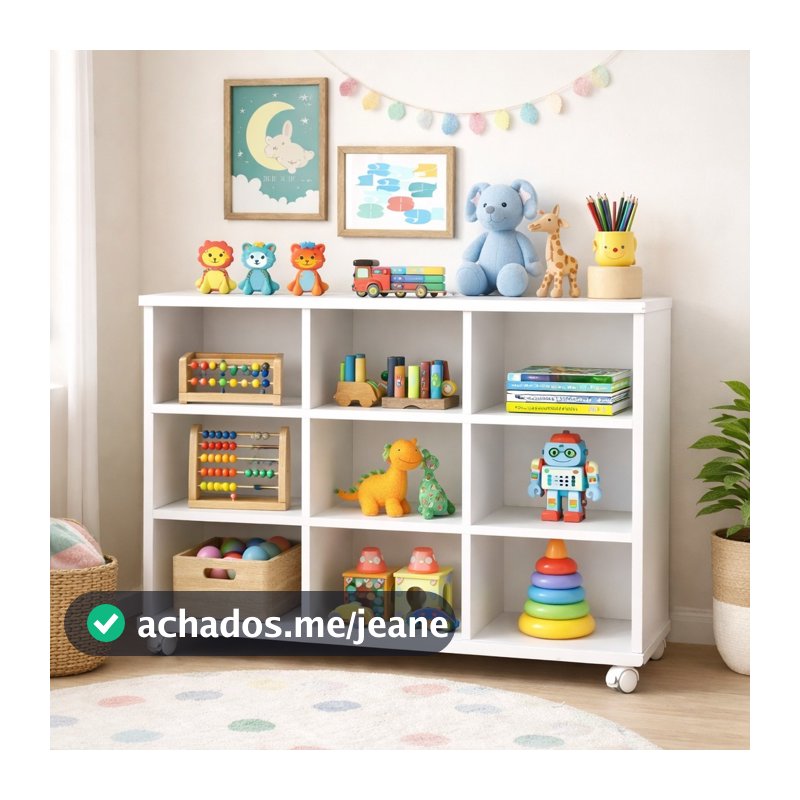 Nicho Organizador Estante Multiuso 9 Nichos Com Rodízios Para Sala, Quarto, Home Office e Brinquedos