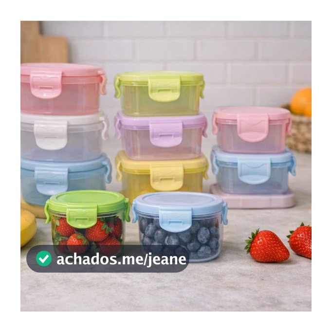 Kit 4 ou 8 Potinhos potes Herméticos com tamanhos variados pra PAPINHAS e SOBREMESAS FIT e LIVRE BPA