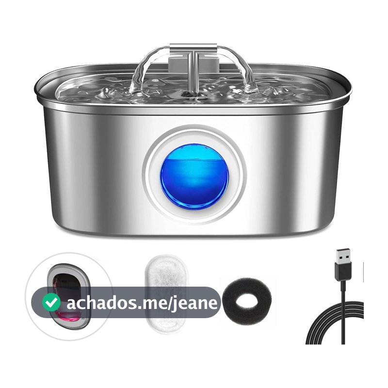 Aço Inoxidável Fonte para Gatos com Filtro 3.2L Dispensador de água para Cães Bebedouro Gato Automático Super Silencioso