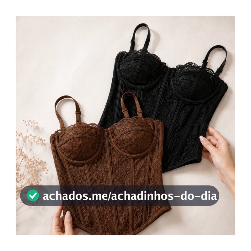 Cropped Corset Feminino Renda Premium Corselet Alça Regulável Modelagem Sexy Look Estiloso