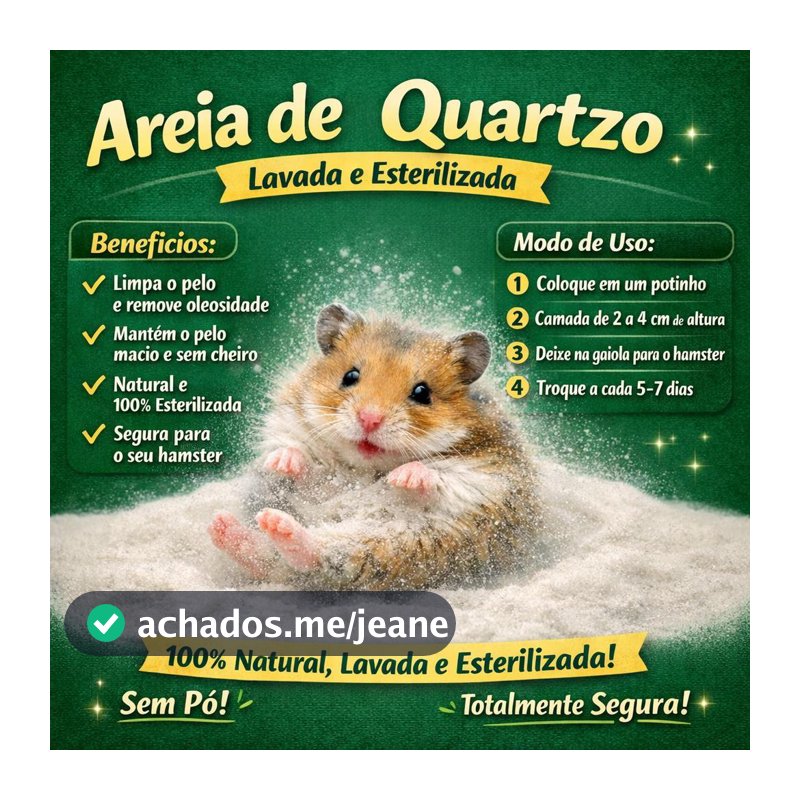 Areia de Quartzo 00 (1kg) para Aquário Banho a Seco Roedores Hamster