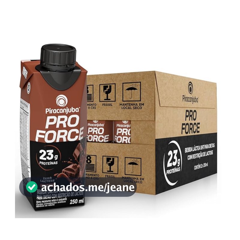Piracanjuba ProForce 23g de Proteínas Zero Lactose Cacau - 36 Unidades de 250ml
