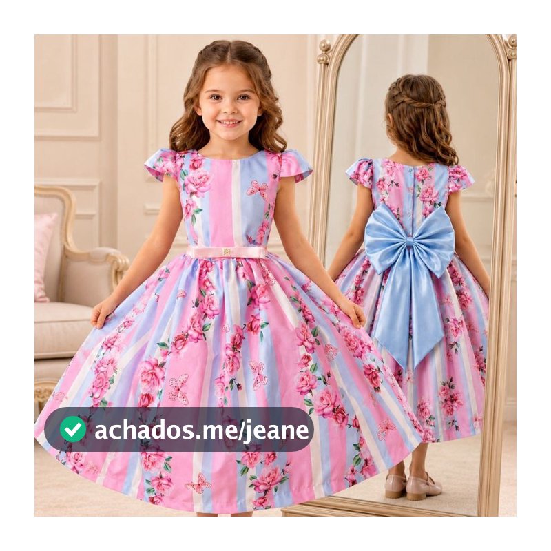 Vestido Infantil Festa Princesa Luxo Rodado Estampado Aniversário Casamento Fardamento Uniforme Igreja