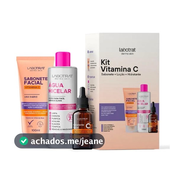 Kit Vitamina C Antienvelhecimento Labotrat Dermo Skin Sabonete Sérum e Água Micelar