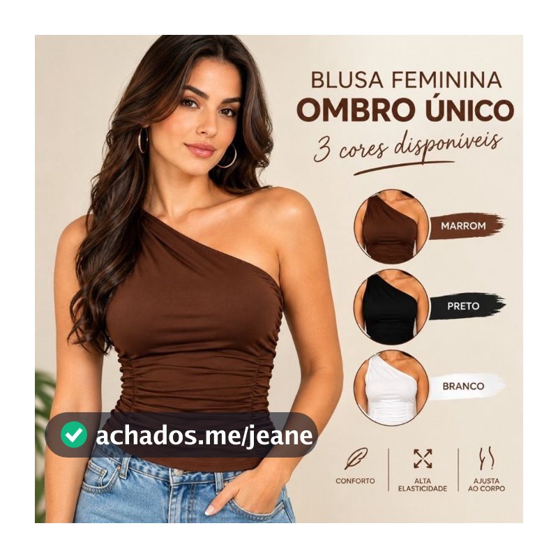 BLUSA FEMININA OMBRO ÚNICO SUPLEX PREMIUM MULA MANCA CASUAL ELEGANTE