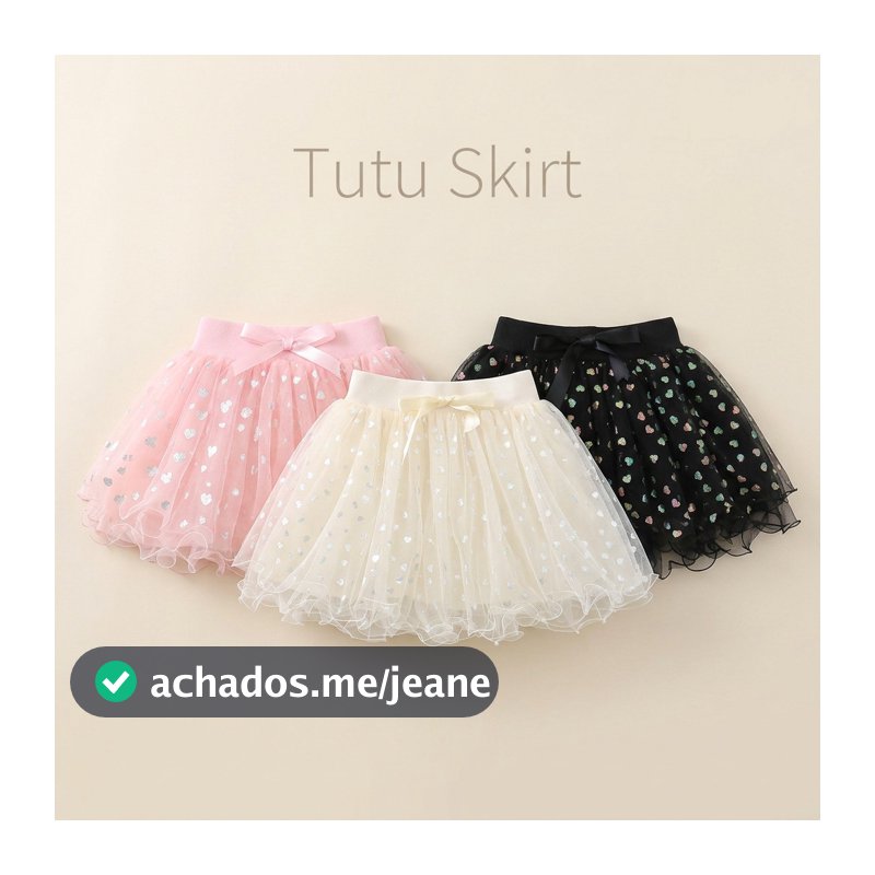 Saia Tutu De Lantejoulas Com Coração Para Meninas , Laço De Fita , Cintura Elástica , Princesa , Balé , Dança , Festa De