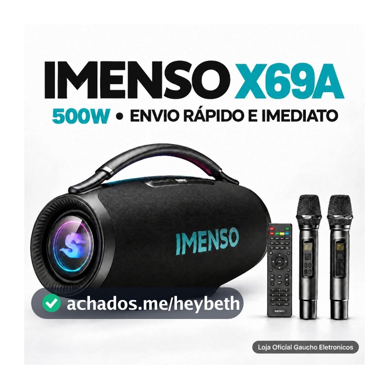 Imenso 500W IMS-X69A Caixa De Som Bluetooth 5.3 45000mAh IPX6 + 2 Microfones