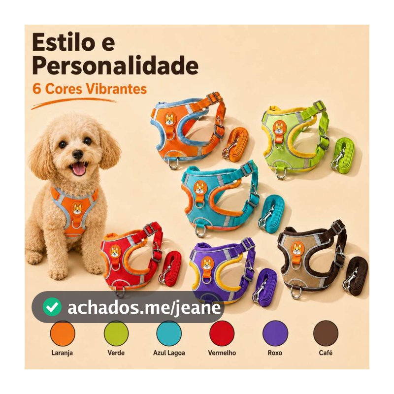 Coleira Peitoral Cachorro E Gato, Conjunto De Guia + Coleira Tipo Colete Para Pet Pequenos E Médios