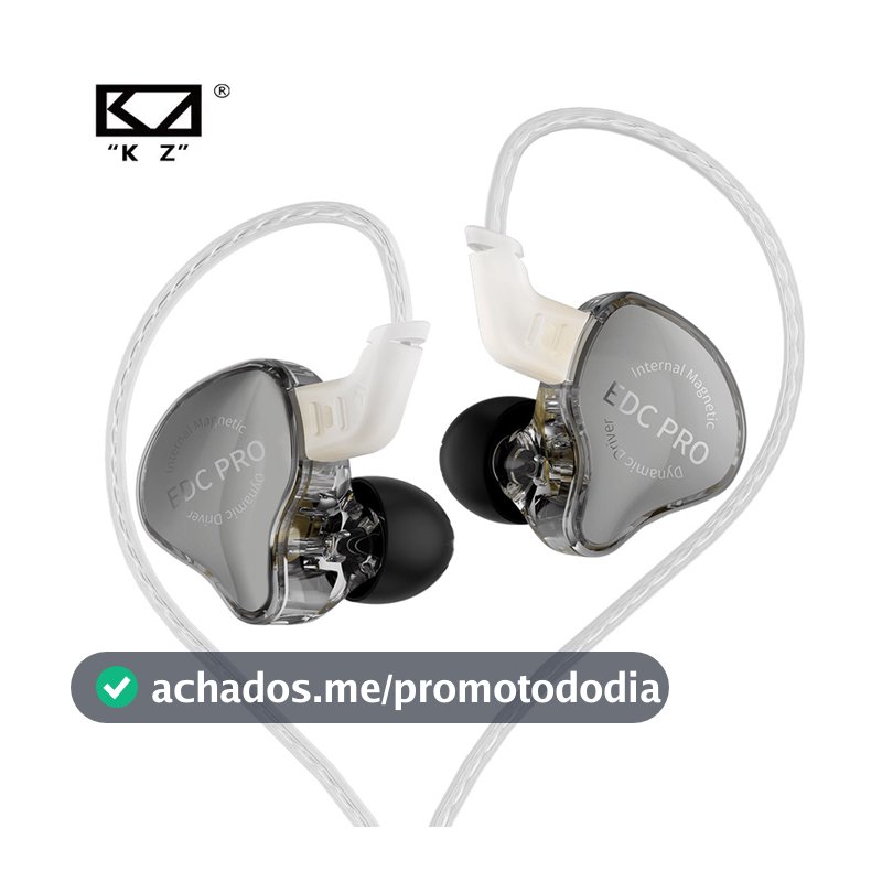 KZ EDC PRO HIFI fone de ouvido in-ear com fio, drivers dinâmicos grandes, monitor de fone de ouvido com cabo de