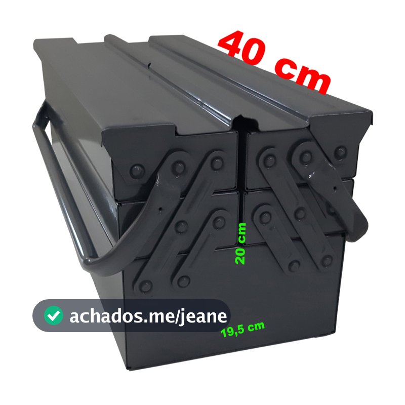 Caixa Ferramenta 5 Gavetas de 40 Cm Sanfonada Cabo Dobrável Móvel Cinza Aço Reforçada 400.054 NILART