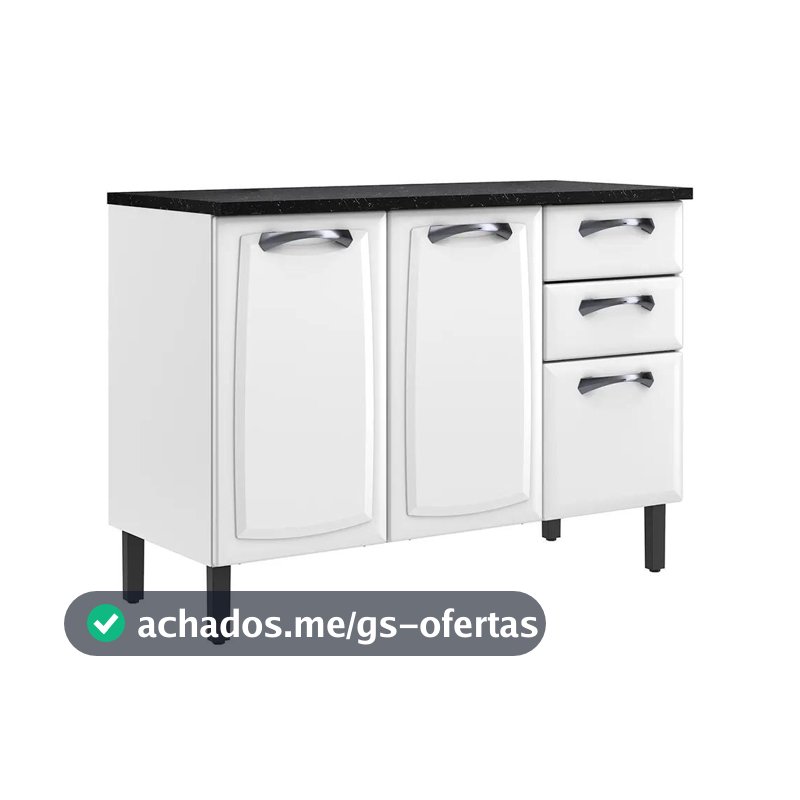 Balcão de Cozinha Itatiaia New Premium 3 Portas e 2 Gavetas Branco