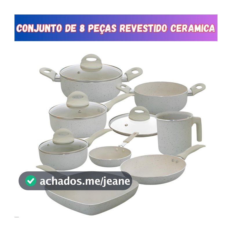 Jogo de Panelas 8 Peças Antiaderente Premium Revestimento Cerâmico Não Gruda Cozinha Completa