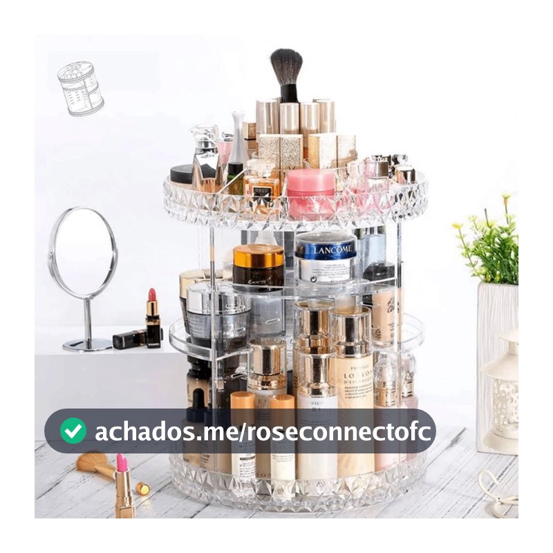 Organizador de maquiagem Acrílico  Giratório 360º Suporte Para Cosméticos