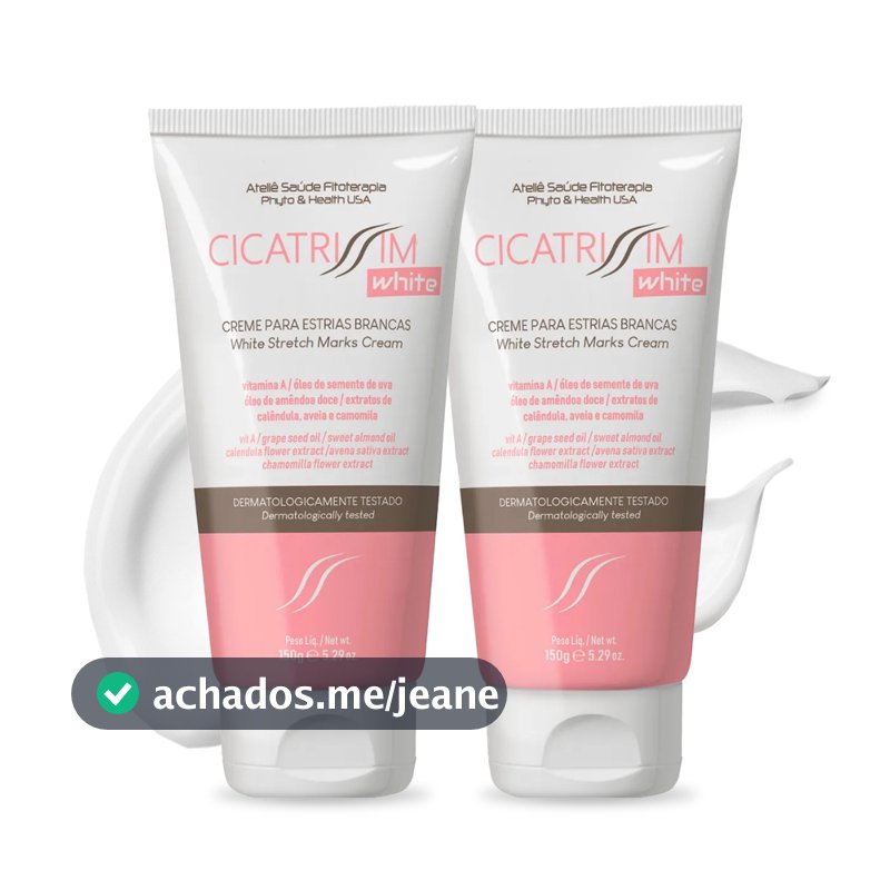 Kit 2 Cremes para Estrias Brancas Cicatrissim White - Suaviza Estrias, Uniformiza, Hidrata, Nutre e Firma a Pele - 150g