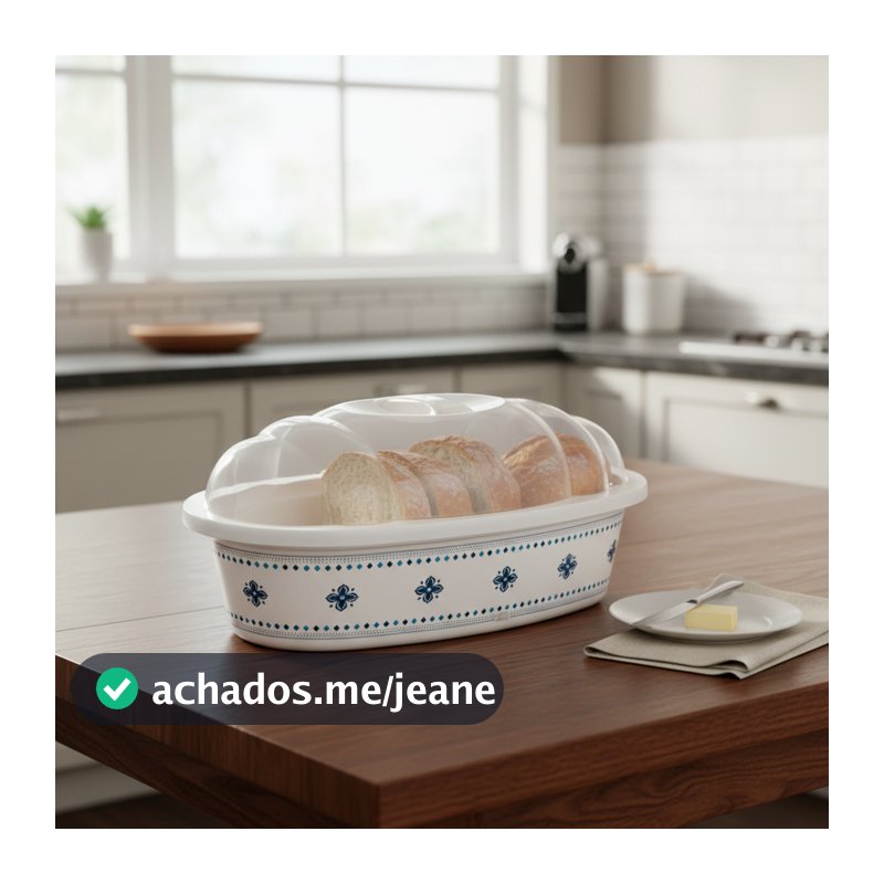 Porta Pão Bolo Com Tampa Plástico Decorado Cozinha Mesa Posta Organização Plasútil