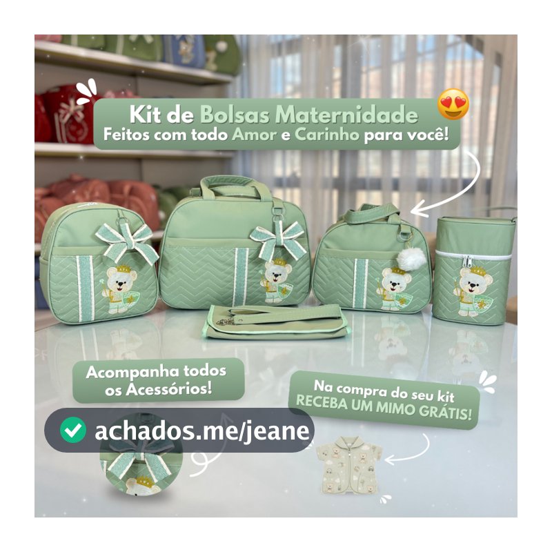 Kit Bolsa Maternidade Completo com 5 peças para Meninos/Meninas