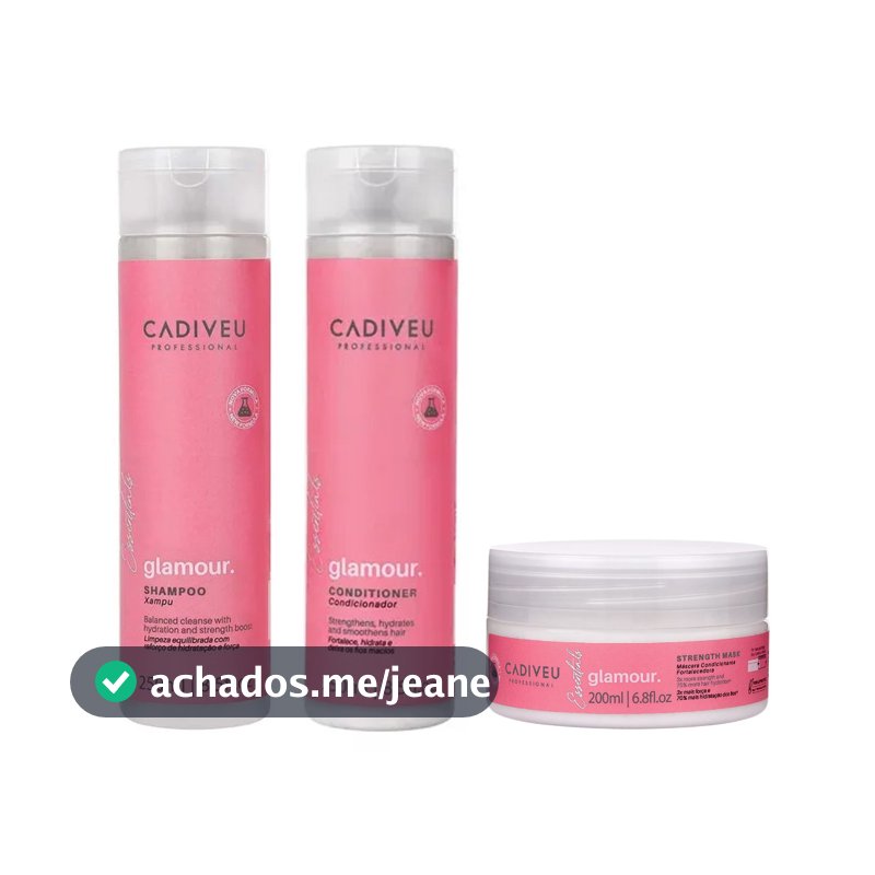 Cadiveu Kit Glamour Rubi Shampoo e Condicionador 250ml + Máscara 200g