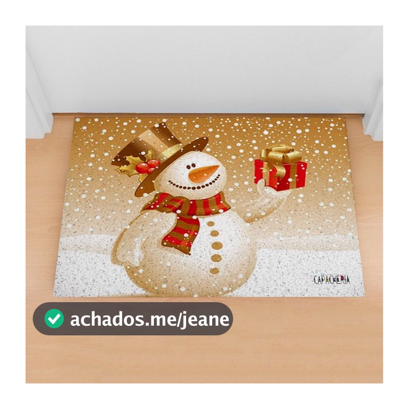 Tapete Capacho de Natal - Boneco De Neve Dourado - cd000295