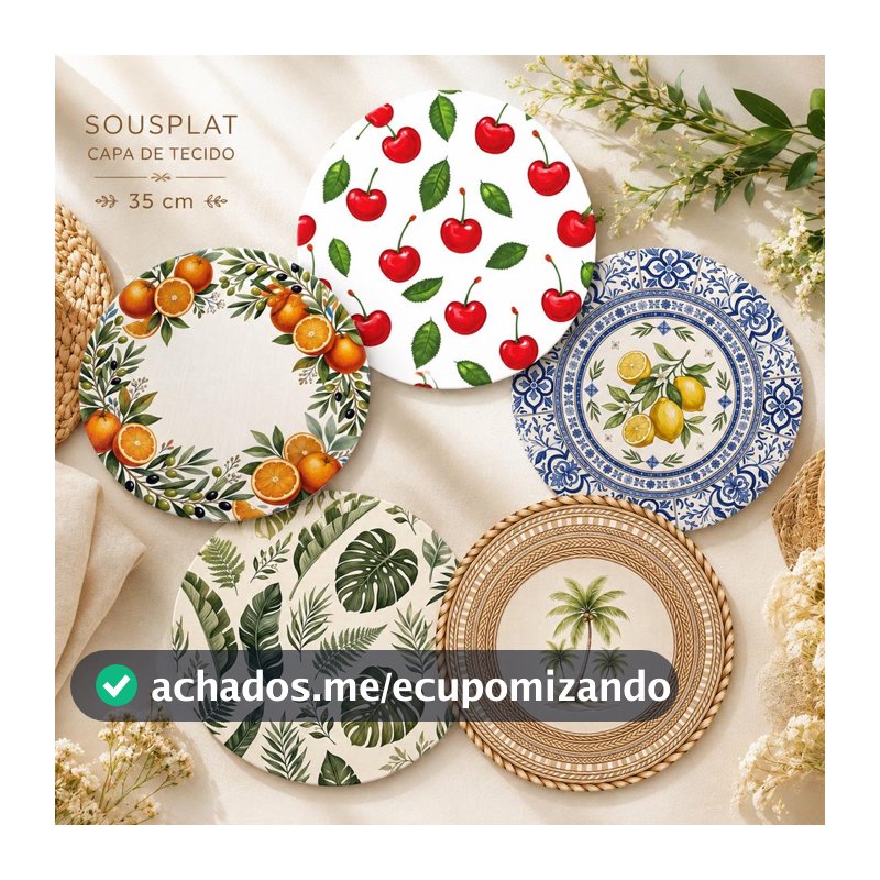 Capas Sousplat Decoração Para Mesa Posta Estampas Variadas