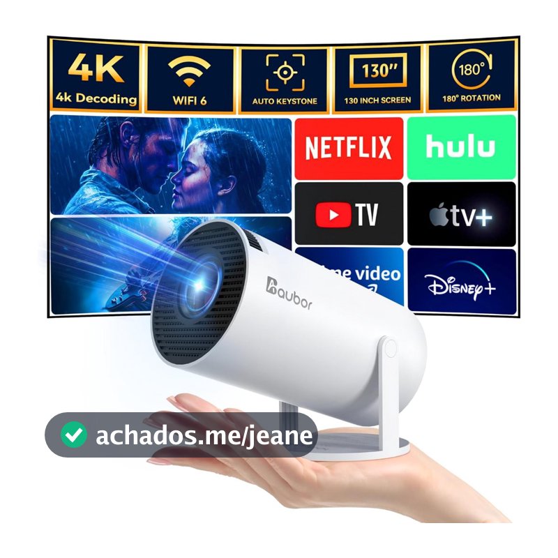 Projetor HY300 Original Portátil Smart Android 11 4K Ultra HD HDMI Wifi Bluetooth Alto Falante Embutido