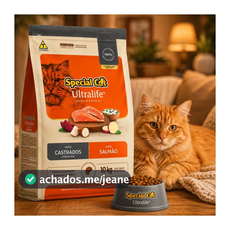 Ração Gato Adulto Castrado 10.1KG Special Cat Ultralife Sabor Salmao