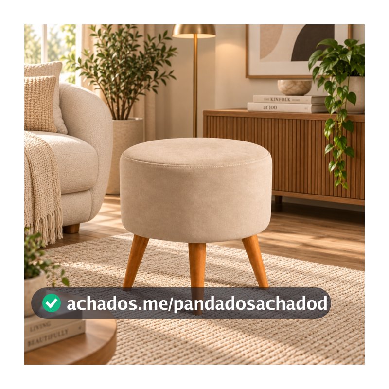 Puff Redondo Pé Palito Banqueta Reforçada - Várias Cores