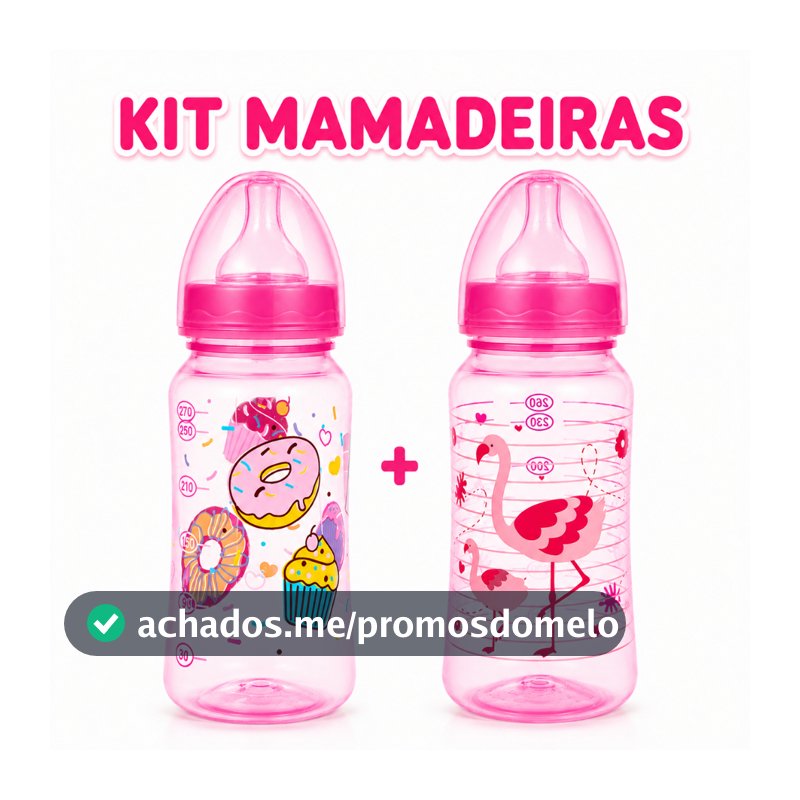 Kit 2 Mamadeiras 270ml Para Bebê Bico Super