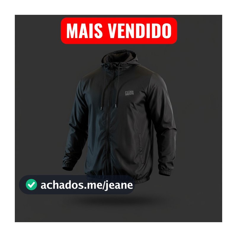 Corta Vento Masculina Impermeável Semi Forrada PRETO Rock Saints