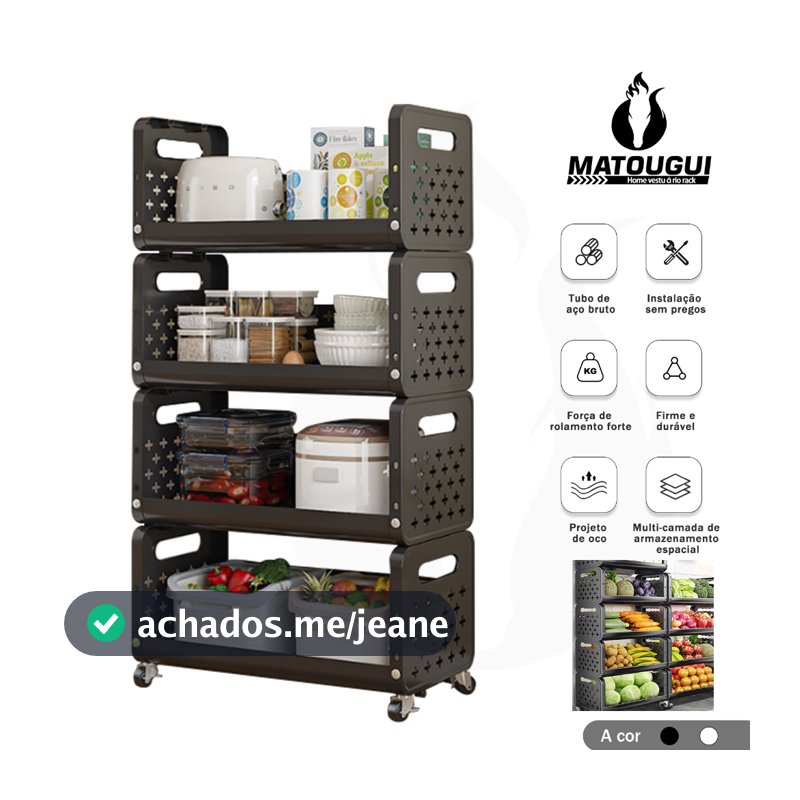 Prateleira Metálica Premium – Suporta Até 80kg por Nível • Rodízios 360° com Trava • Antiferrugem • 3/4 Andares