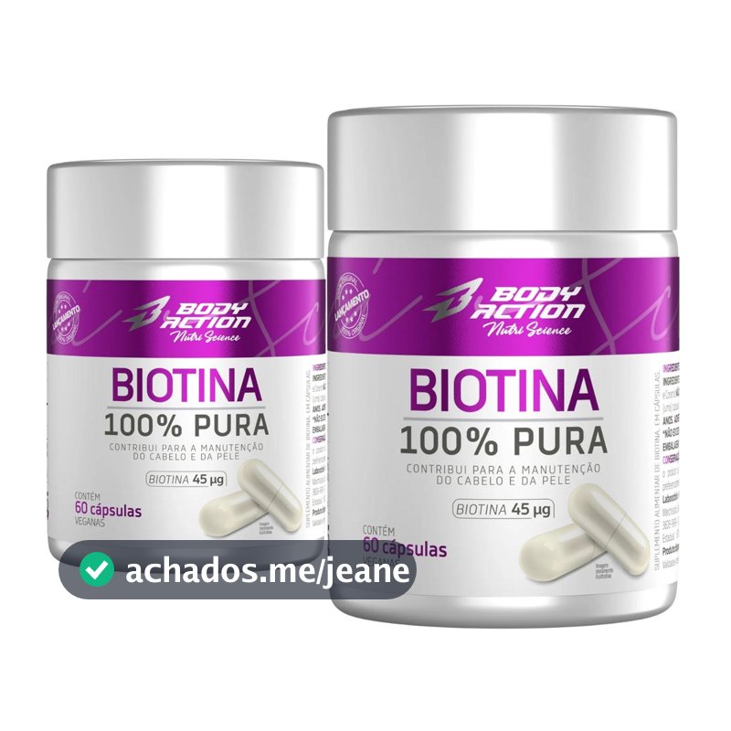 Kit 2x Biotina 100% Pura Pote 120 Cápsulas Bodyaction