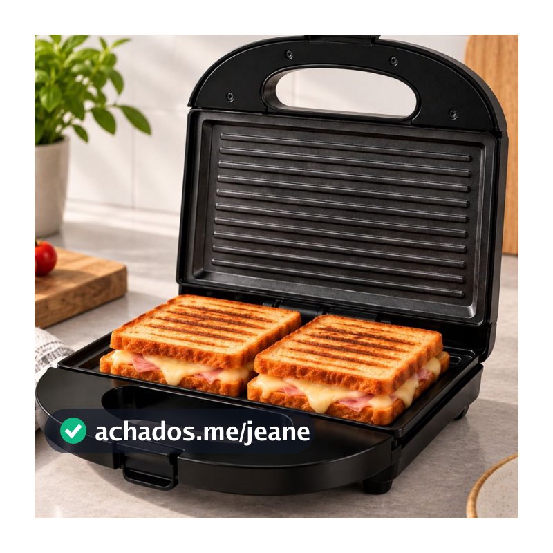 Sanduicheira Grill Elétrica Antiaderente 2 em 1 110V Ou 220V 750W