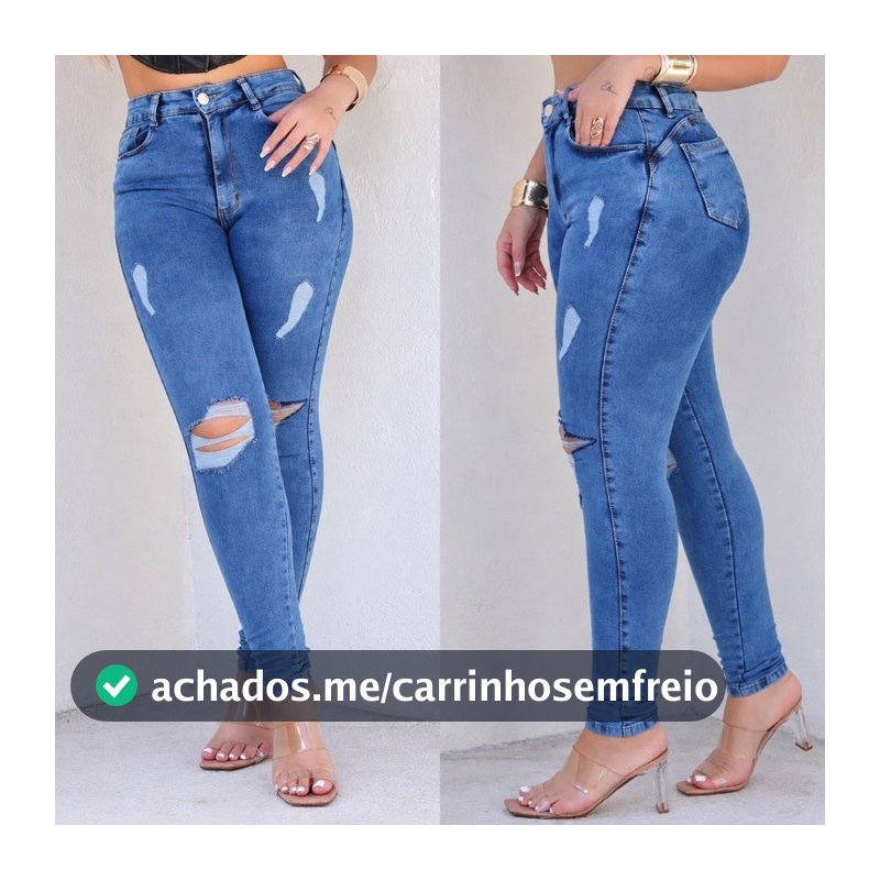 Calça Jeans Feminina Empina Bumbum Com Lycra Elastano Cintura Alta