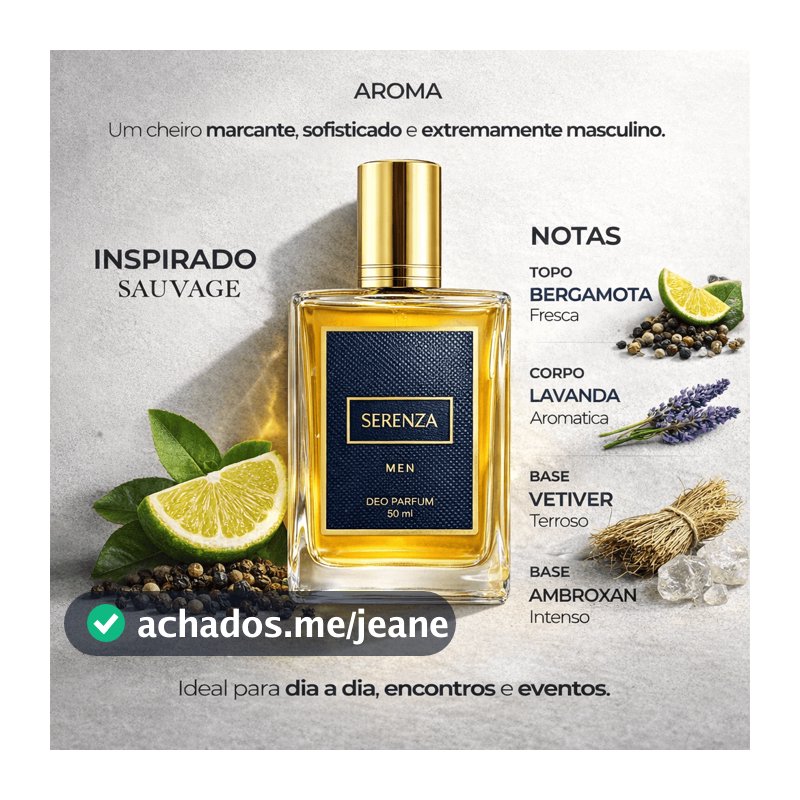 Perfume Masculino Serenza Inspirado Contratipo Importado Fresco Intenso Marcante 50ml Alta Fixação Fragrância Aromática