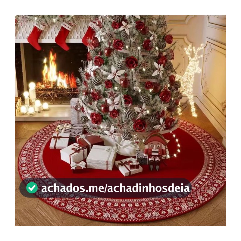 Tapete Redondo Decorativo Natal 88cm Antiderrapante para Sala e Quarto 2085