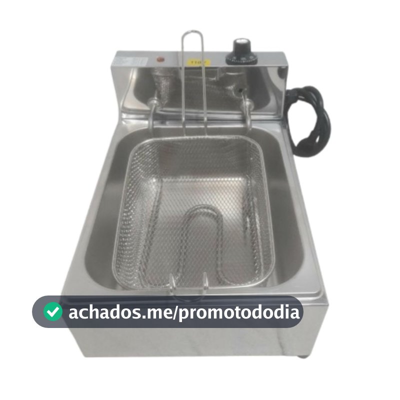Fritadeira elétrica industrial 1 cuba 5 litros a óleo em inox.