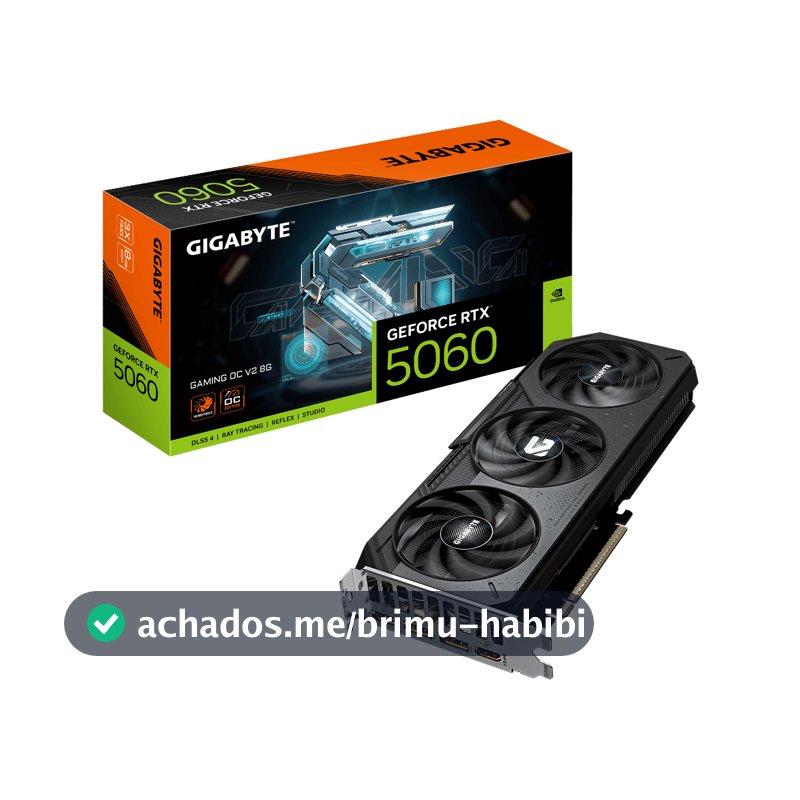 Placa de Vídeo Gigabyte GeForce RTX 5060 Gaming OC V2 8GB GDDR7 PCIe 5.0 Ray Tracing
