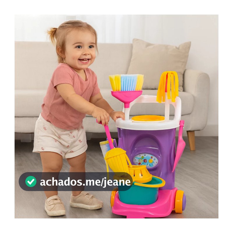 Carrinho Infantil Limpeza Organizador Brinquedos Mini Aspirador Simulador Casa