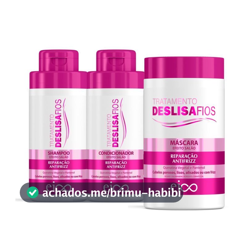 Kit Eico Deslisa Fios Shampoo Sem Sal e Condicionador Leave-in 450ml + Máscara Tratamento Hidratação